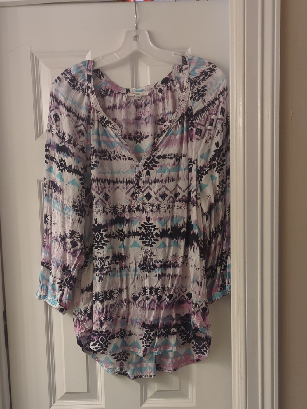 beachlunchlounge White Multi Print V-Neck Tunic